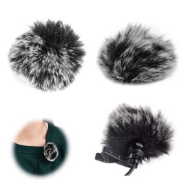Fur Windscreen for Microphone, Fur Microphone Windshield, Microphone Filter Lavalier Microphone Cover for Teaching, Meeting, Hosting, Wind Protection for Indoor and Outdoor Microphones, 2 Pieces
