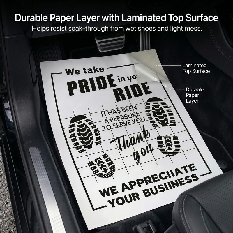 Disposable Paper Car Floor Mats, 100 Count, 20 x 16