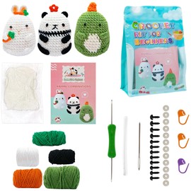 CIGAA Set uncinetto per principianti, Set uncinetto Animali con istruzioni video passo-passo per adulti Fai da te uncinetto Filato Regalo-Rana/Dinosauro/Ape/Coniglio