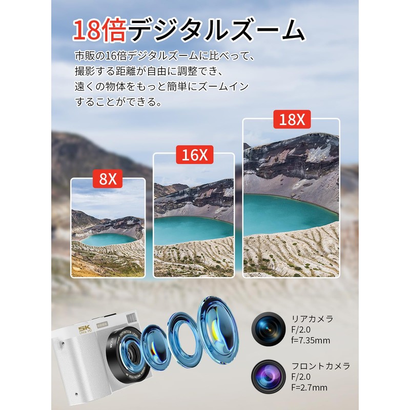 Moledro WIFI Transfer Function, Digital Camera, 5K 64 Megapixels, Dual