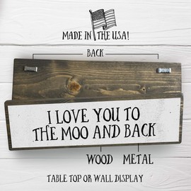 Cow Wooden Signs (Medium - Wood And Metal, I Love You To The Moo And Back)