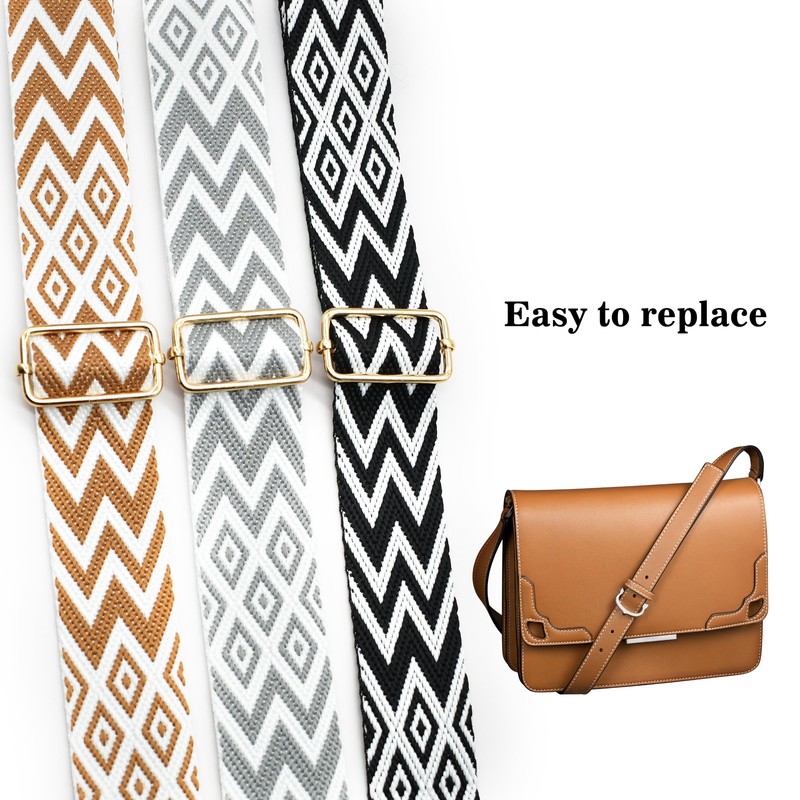 Pack of 3 Boho Bag Straps, Adjustable Shoulder Strap for