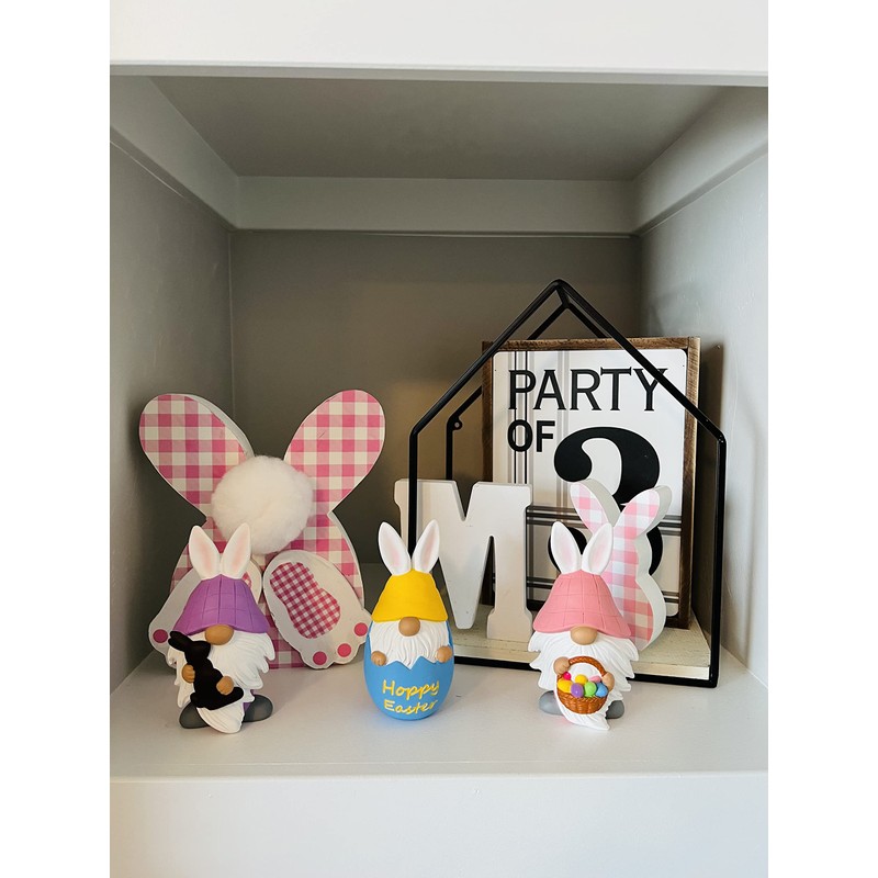 Madanar Easter Resin Gnomes for Tiered Tray Shelf Decorations -