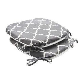 SleepMan Outdoor 17"x16" Chair Cushions with Ties Set of 2, Water Resistant All Weather U-Shape Seat Pads for Patio Garden Furniture Indoor (Set of 2, Grey Plaid)