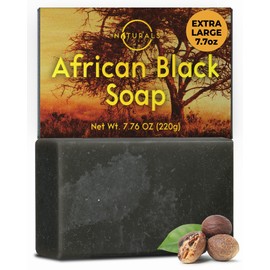 O Naturals Afrikanische Schwarze Reinigungsseife - Reich an Afrikanischer Sheabutter, Hilft bei zu Akne Neigender Haut, Natürliche Seife für Männer & Frauen, Feuchtigkeitsspendende Gesichtsseife