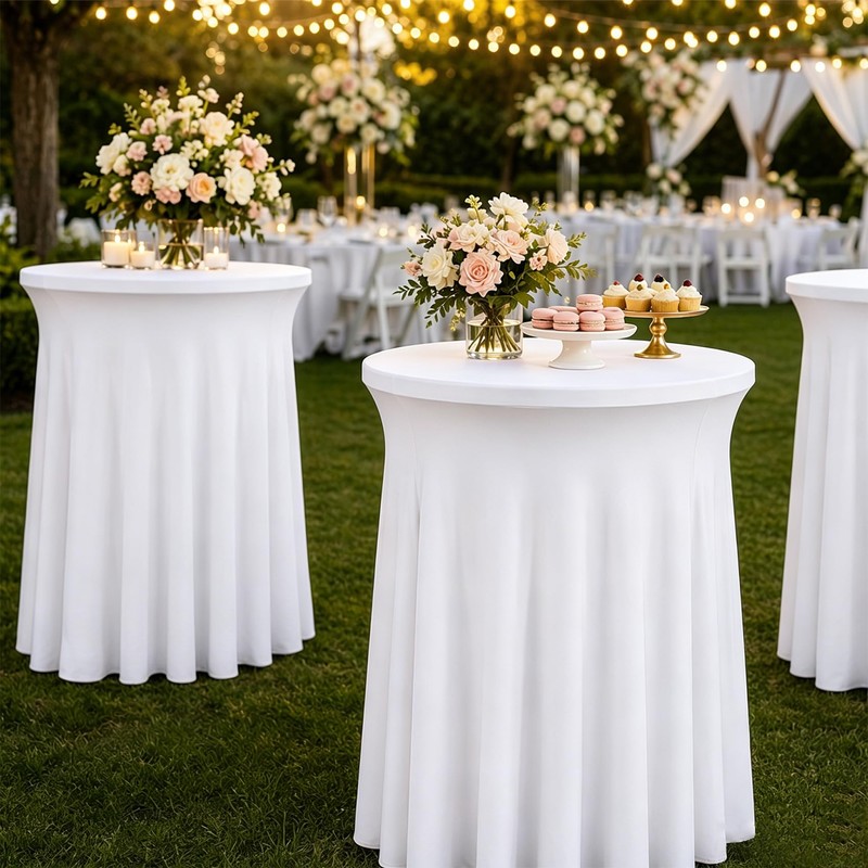 2 Packs Round Spandex Cocktail Table Skirt 32"x 43" Spandex