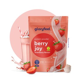 gloryfeel Veganes Proteinpulver Erdbeere - 1kg pflanzliches Eiwei? - 33 Portionen mit 22g Protein - OHNE Soja - Aus Erbsen-, Ackerbohnen- und Sonnenblumenprotein Pulver - 100% vegan & laktosefrei