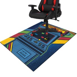 Gaming Chair Mat for Hardwood Floors,Arcade Game 48"x36" Gaming Rugs for Gaming Room, Under Desk Gamer Rug for Tile Floor,Low-Pile Game Room Rug,Non Slip Rubber Backing Large Gaming Chair Floor Mat