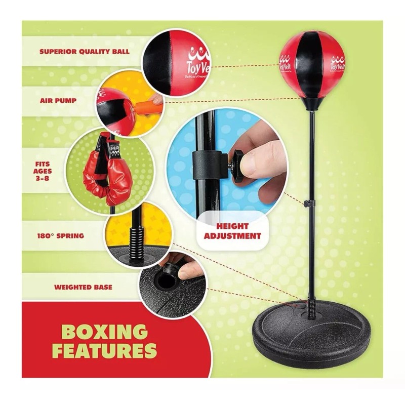 ToyVelt Punching Bag for Kids and Boxing Equipment, Boxing Gloves