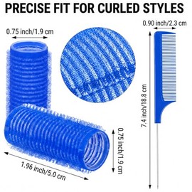 19PCS Self Grip Small Hair Rollers for Women Heatless Velcro Rollers for Hair Volume Set with Tail Comb for Medium Short Hair and Bangs DIY Curly Hair