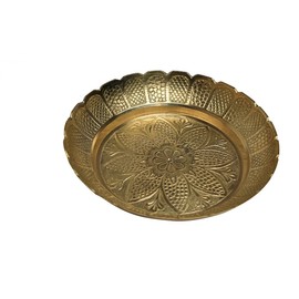 Nakshi Plate Decorative Brass Indian Prasad Plate Katori for Pooja Utensils Item Articles Pooja Thali Kit for Decorations Return New Year Gifts Gift(Size 6" Diameter) Patra
