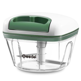 Manual Food Processor Vegetable Cutter, Geedel Pull Chopper with String, Food Chopper Vegetable Cutter for Veggies, Fruits, Salad, Onion, Ginger, Nuts, Herbs, etc, 2 Cup(500ml), Green