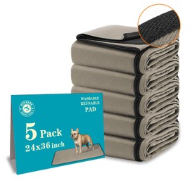 Bunlitent Washable Pee Pads for Dogs 24" x 36", 5 Pack, Reusable Puppy Pee Pads Washable, Dog Training Pads with Quick Dry, Large Anti-Slip Whelping Pad for Pet, Playpen, Incontinence, Housebreaking