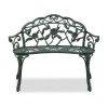 Antique Green Outdoor Cast Aluminum Patio Bench with Curved Legs
