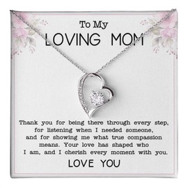 Mom Necklace For Women, Beautiful Pendant For Mother’s Day, Jewelry For Mom From Son, Heartfelt Gifts For Mother, Birthday Gifts For Her From Daughter (Luxury Box, 14k White Gold)