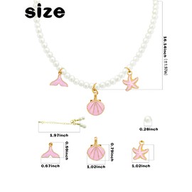 Pearl Necklace with Seashell Pendant Beach Lover, Seashell Jewelry, Bohemian Puka Shell Necklace Starfish Seashell Fish Choker Necklaces for Women, Summer Beach Holiday Beach Surfer Jewelry