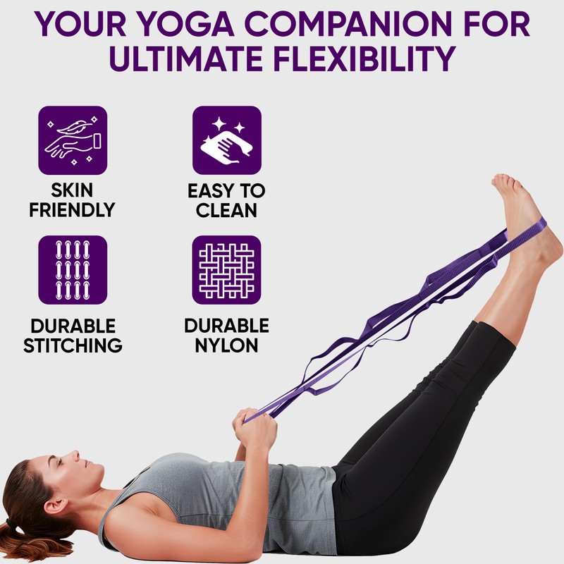 10 Loops Yoga Stretching Strap for Physical Therapy, Dance, Flexibility