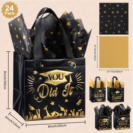 Capoda 24 Pack Graduation Gift Bags with Tissues 8 x 8 x 6 Inches 2025 Congrats Graduation Party Favor Treat Bags for College School Class of 2025 Grad Party Supplies