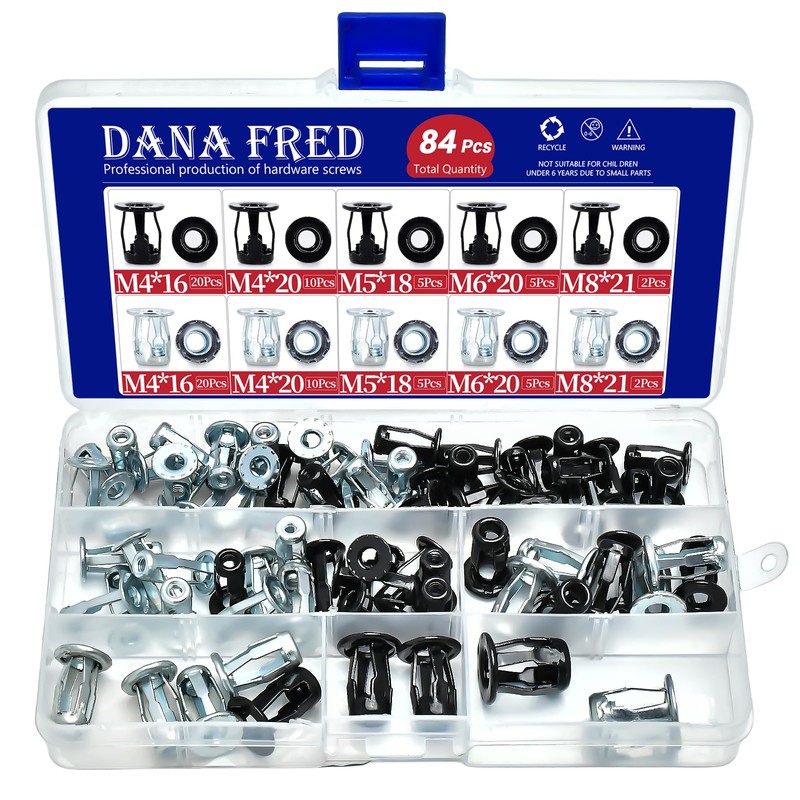 Dana Fred Short Jack Nuts,M4m5m6m8 Expansion Screw Petal Nut, 84pcs