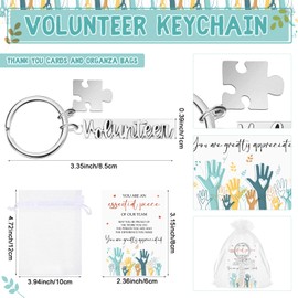 Ecation 15 Sets Volunteer Appreciation Gifts Volunteer Keychain with Puzzle Thank You Cards with Bag You Make a Difference Inspirational Gifts for Social Worker Employee