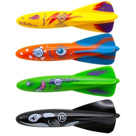 COSORO 4Pcs Diving Rocket Torpedoes Toys Swimming Pool Sinking Toy Swimming Sinkers for Kids 7-12,Underwater Diving Toys,Dive Torpedoes Water Swim Underwater Pool Training Toy for Girls Boys