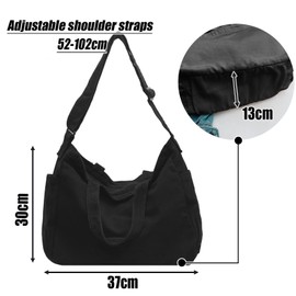 X SIM FITNESSX Unisex Shoulder Bag / Shoulder Bag Cord Bag Handbag Canvas Bag Women's Shopper Bag Fashion Fabric Bag for Everyday / Office / School / Travel, black, Retro
