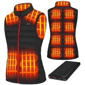 Cubovie Women's Lightweight Heated Vest with Battery Pack Warming Heated Vest for Women(Black,XL)