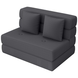 Folding Sofa Bed, One-Piece High-Density Foam Sleeper Chair, Grey, Twin