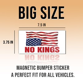 Magnetic America is in Distress Sticker No Kings Upside Down American US Flag Magnet White, Indoor and Outdoor Use, for Bumper, Refrigerator, Cruise Door, Car, Truck 7.5x3.75in