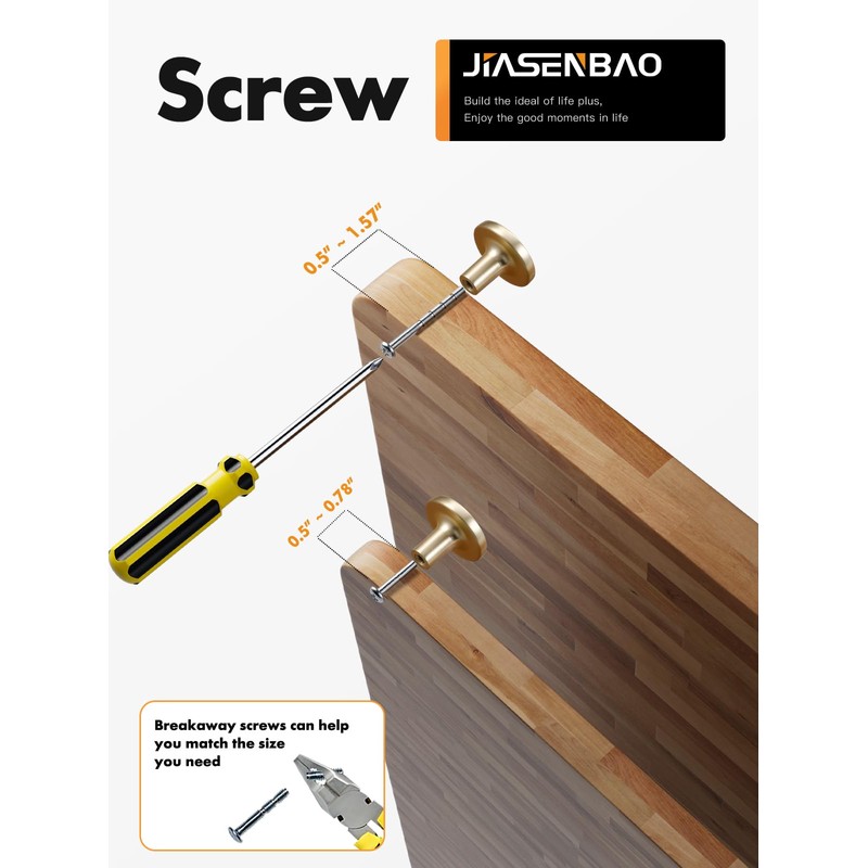 JIASENBAO 5 Pack Gold Cabinet Knobs Round Brushed Brass Drawer