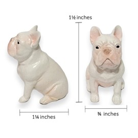WitnyStore Tiny 1½" White Sitting French Bulldog Figurine - Miniature Hand Made Painted Resin Frenchie Bull Dog Puppy Canine Pet Domestic Animals Polyresin Decorative Collectible Figurines Décor Gifts