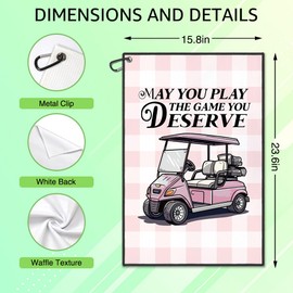 WUUCKOO May You Play The Game You Deserve Pink Golf Towel, Funny Golf Bag Towels for Women with Clip, Golf Accessories for Women, Ladies Golf, Golf Gifts for Women Golfer Golf Lover, Woman Golf Towel
