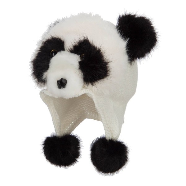 Kid's Faux Fur Knit Animal Hat - Panda OSFM