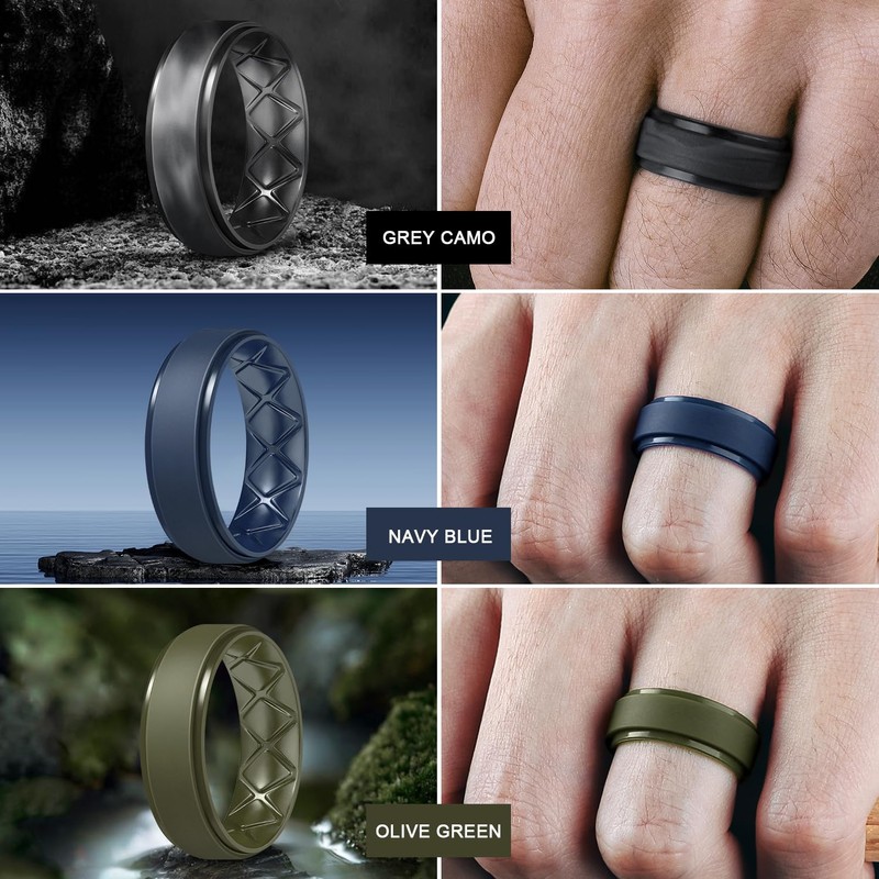 Egnaro Men's Wedding Rings 8.5mm Wide-2mm Thick Inner Arc Ergonomic