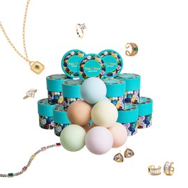 Fizz & Rizz Jewelry Mystery Bath Bomb:Surprise Rings,Necklaces, Earrings,Bracelets and Chance to Reveal High-Value Jewelry Bath Bomb Perfect Gifts for Various Occasions