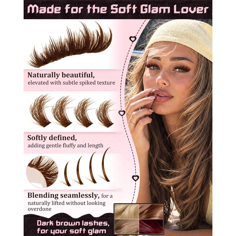 Brown Lash Clusters Kit 50D & Spikes Dark Brown Eyelash