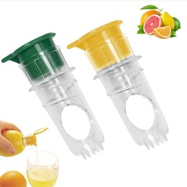 Lemon Mini Squeezer, Screw Top Lemon squeezer 2025 New Juicer Mini Manual Squeezer, Portable Juicer With Lid, Squeeze Lime for Drinks, Cocktails (Yellow +Green)