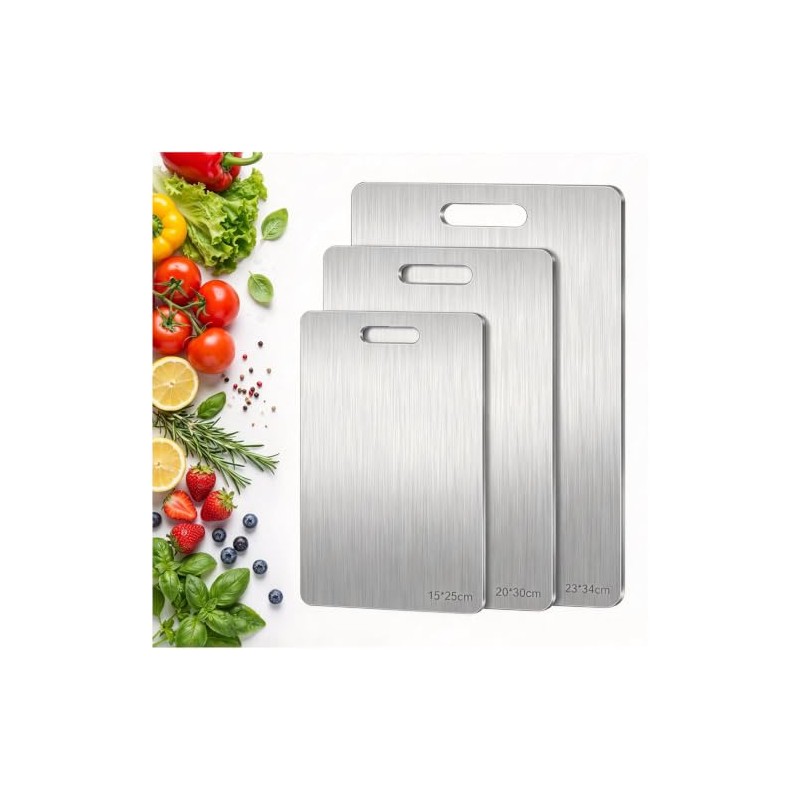 3PCS Tablas para Picar Cocina, Tabla de Cortar de Acero