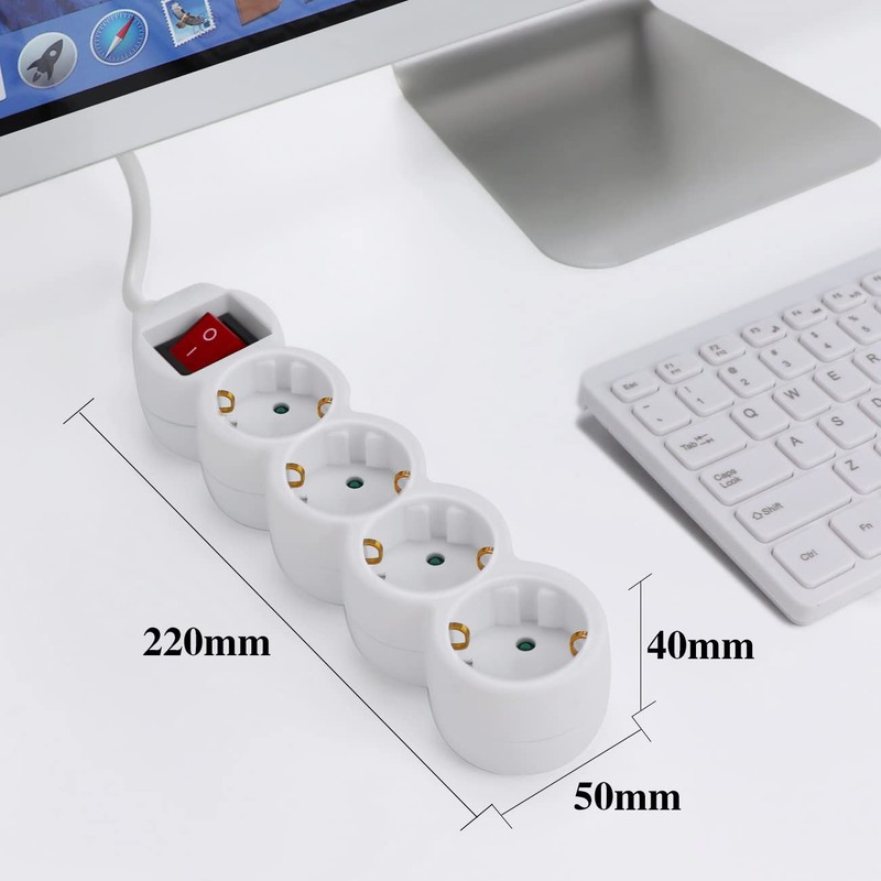 ExtraStar Power Strip 4-Way Multiple Socket with Save Energy Switch