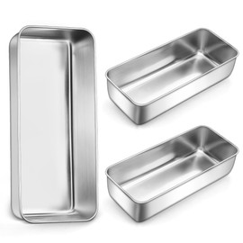 LIANYU Loaf Pans for Baking Bread 12 x 5, Stainless Steel Large Baking Pans Set, Deep Meatloaf Pans for Homemade Bread, Cakes, Sandwich, Solid & Durable, Dishwasher Safe