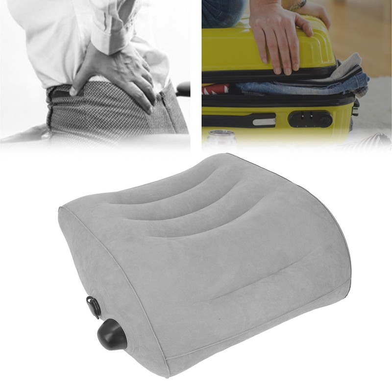 Inflatable Lumbar Waist Pillow PVC and Flocking Press Gray Inflation