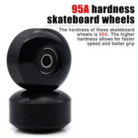 DONGKER Skateboard Wheels, Pack of 4 52 x 32 mm 95A Hardness PU Skateboard Wheels with Bearings, Compatible with Most Standard Skateboard Trucks