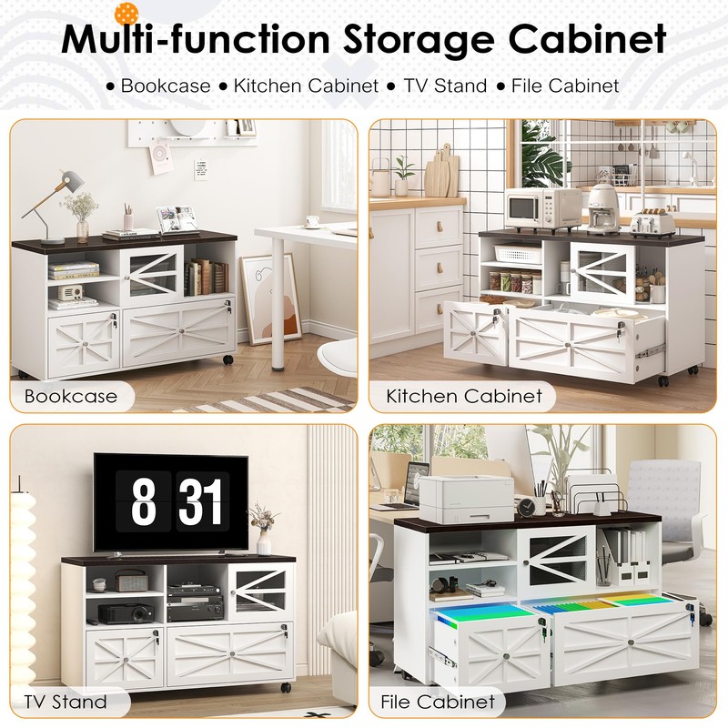 kepptory 2 Drawer File Cabinet with Lock, Rolling File Cabinet