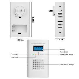 Combination Gas & Carbon Monoxide Detectors - 3 Packs Plug in Carbon Monoxide Alarm & Natural Gas Detector for Home, 2-in-1 Co Detector & Combustible Gas Detector with Digital Display, Easy to Install