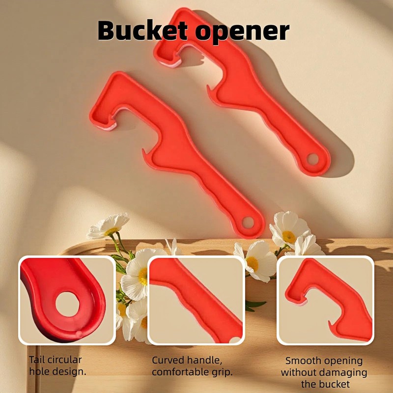 5 Gallon Paint Can Opener Tool - Heavy-Duty Red Plastic
