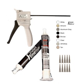 Finish Line Caulk Acrylic Urethane Elastomeric Sealant and Precision Hand Dispenser. Includes One Dispenser and Two 55 - mL / 1.86 fl Tubes Sealant with Precision Caulking Tips.. (Off White)