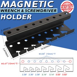 ULIBERMAGNET Magnetic Wrench Holder,Heavy Duty Magnetic Tool Holder,Wrench Screwdriver Shear Organizer Rack Magnetic Mount Tools Rack for Garage,Tool Cart,Pegboards,Workbench