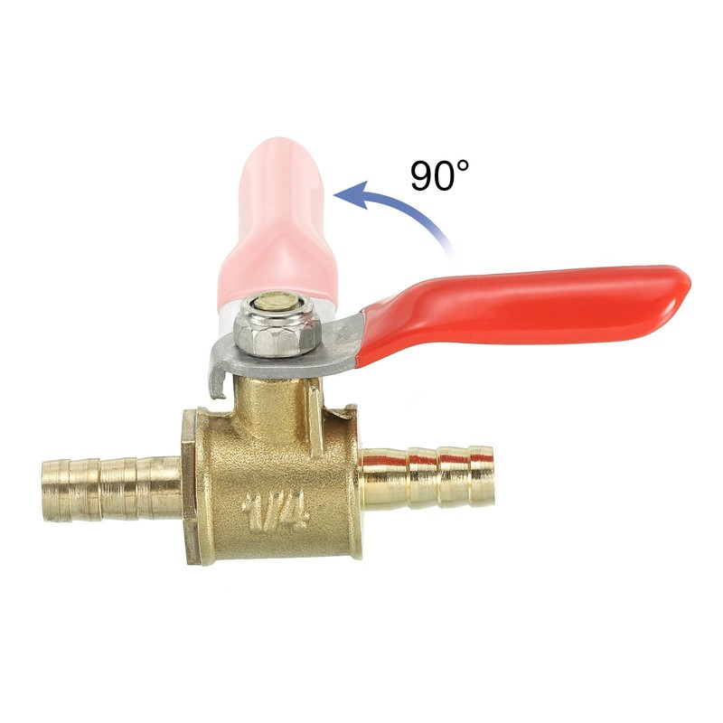 sourcing map 1/4" Mini Ball Valve, Brass Shut-Off Valve Switch