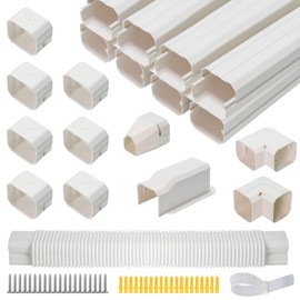 3" 13.5Ft Mini Split Line Set Cover,PVC line Set Cover kit for mini Split with Flexible Duct,Decorative Air Conditioner, HAVC and Heat Pumps, White