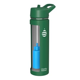 Clearly Filtered Water Bottle | Removes 220+ Contaminants, Double-Wall Insulated Stainless Steel, BPA/BPS Free, Phthalate Free, Filters Flouride Lead Chlorine (20oz, Evergreen)